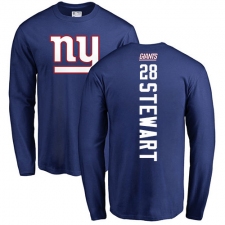 NFL Nike New York Giants #28 Jonathan Stewart Royal Blue Backer Long Sleeve T-Shirt