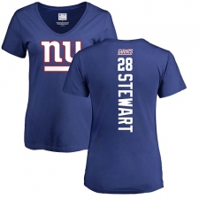 NFL Women's Nike New York Giants #28 Jonathan Stewart Royal Blue Backer T-Shirt
