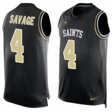 Men's Nike New Orleans Saints #4 Tom Savage Limited Black Player Name & Number Tank Top NFL Jersey