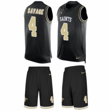 Men's Nike New Orleans Saints #4 Tom Savage Limited Black Tank Top Suit NFL Jersey