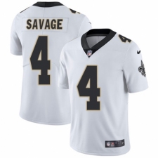 Men's Nike New Orleans Saints #4 Tom Savage White Vapor Untouchable Limited Player NFL Jersey