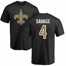 NFL Nike New Orleans Saints #4 Tom Savage Black Name & Number Logo T-Shirt