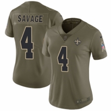 Women's Nike New Orleans Saints #4 Tom Savage Limited Olive 2017 Salute to Service NFL Jersey