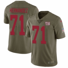 Men's Nike New York Giants #71 Will Hernandez Limited Olive 2017 Salute to Service NFL Jersey