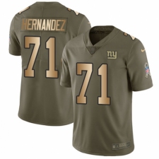 Men's Nike New York Giants #71 Will Hernandez Limited Olive/Gold 2017 Salute to Service NFL Jersey