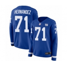 Women's Nike New York Giants #71 Will Hernandez Limited Royal Blue Therma Long Sleeve NFL Jersey