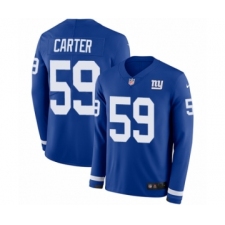 Men's Nike New York Giants #59 Lorenzo Carter Limited Royal Blue Therma Long Sleeve NFL Jersey