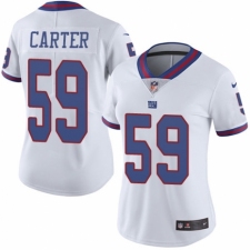 Women's Nike New York Giants #59 Lorenzo Carter Limited White Rush Vapor Untouchable NFL Jersey