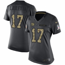 Women's Nike New York Giants #17 Kyle Lauletta Limited Black 2016 Salute to Service NFL Jersey