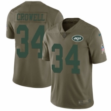 Men's Nike New York Jets #34 Isaiah Crowell Limited Olive 2017 Salute to Service NFL Jersey
