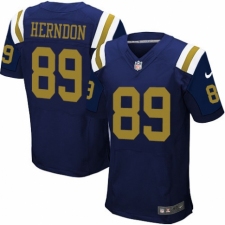 Men's Nike New York Jets #89 Chris Herndon Elite Navy Blue Alternate NFL Jersey