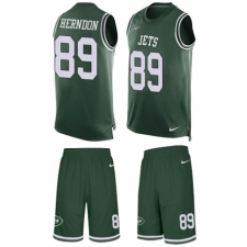 Men's Nike New York Jets #89 Chris Herndon Limited Green Tank Top Suit NFL Jersey