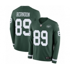 Men's Nike New York Jets #89 Chris Herndon Limited Green Therma Long Sleeve NFL Jersey