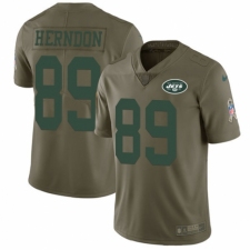 Men's Nike New York Jets #89 Chris Herndon Limited Olive 2017 Salute to Service NFL Jersey