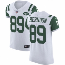 Men's Nike New York Jets #89 Chris Herndon White Vapor Untouchable Elite Player NFL Jersey