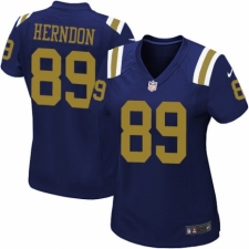 Women's Nike New York Jets #89 Chris Herndon Elite Navy Blue Alternate NFL Jersey