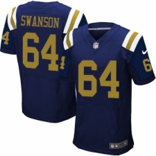Men's Nike New York Jets #64 Travis Swanson Elite Navy Blue Alternate NFL Jersey