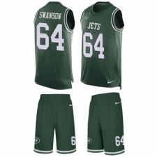 Men's Nike New York Jets #64 Travis Swanson Limited Green Tank Top Suit NFL Jersey