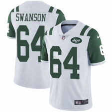 Men's Nike New York Jets #64 Travis Swanson White Vapor Untouchable Limited Player NFL Jersey