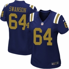 Women's Nike New York Jets #64 Travis Swanson Elite Navy Blue Alternate NFL Jersey
