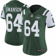Women's Nike New York Jets #64 Travis Swanson Green Team Color Vapor Untouchable Limited Player NFL Jersey