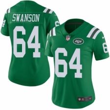 Women's Nike New York Jets #64 Travis Swanson Limited Green Rush Vapor Untouchable NFL Jersey