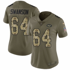 Women's Nike New York Jets #64 Travis Swanson Limited Olive/Camo 2017 Salute to Service NFL Jersey