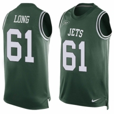 Men's Nike New York Jets #61 Spencer Long Limited Green Player Name & Number Tank Top NFL Jersey