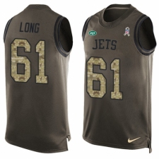 Men's Nike New York Jets #61 Spencer Long Limited Green Salute to Service Tank Top NFL Jersey