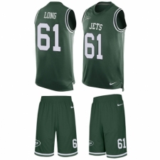 Men's Nike New York Jets #61 Spencer Long Limited Green Tank Top Suit NFL Jersey
