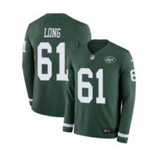 Men's Nike New York Jets #61 Spencer Long Limited Green Therma Long Sleeve NFL Jersey
