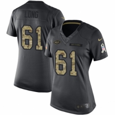 Women's Nike New York Jets #61 Spencer Long Limited Black 2016 Salute to Service NFL Jersey