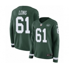 Women's Nike New York Jets #61 Spencer Long Limited Green Therma Long Sleeve NFL Jersey