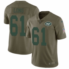 Youth Nike New York Jets #61 Spencer Long Limited Olive 2017 Salute to Service NFL Jersey