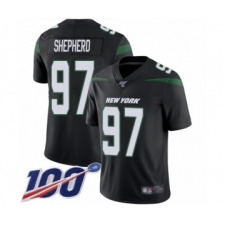 Men's New York Jets #97 Nathan Shepherd Black Alternate Vapor Untouchable Limited Player 100th Season Football Jersey