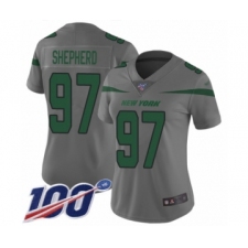 Women's New York Jets #97 Nathan Shepherd Limited Gray Inverted Legend 100th Season Football Jersey