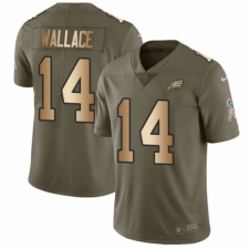Youth Nike Philadelphia Eagles #14 Mike Wallace Limited Olive/Gold 2017 Salute to Service NFL Jersey