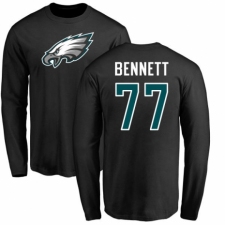 Nike Philadelphia Eagles #77 Michael Bennett Black Name & Number Logo Long Sleeve T-Shirt