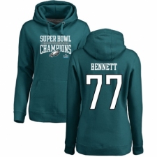 Women's Nike Philadelphia Eagles #77 Michael Bennett Green Super Bowl LII Champions Pullover Hoodie