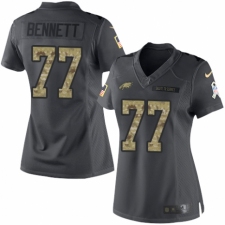 Women's Nike Philadelphia Eagles #77 Michael Bennett Limited Black 2016 Salute to Service NFL Jersey