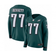 Women's Nike Philadelphia Eagles #77 Michael Bennett Limited Green Therma Long Sleeve NFL Jersey
