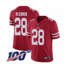 Men's San Francisco 49ers #28 Jerick McKinnon Red Team Color Vapor Untouchable Limited Player 100th Season Football Jersey