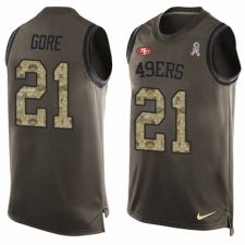 Men's Nike San Francisco 49ers #21 Frank Gore Limited Green Salute to Service Tank Top NFL Jersey