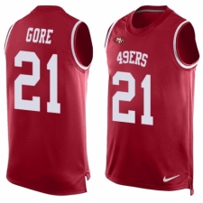 Men's Nike San Francisco 49ers #21 Frank Gore Limited Red Player Name & Number Tank Top NFL Jersey