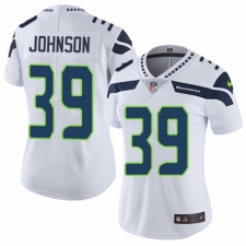 Women's Nike Seattle Seahawks #39 Dontae Johnson White Vapor Untouchable Limited Player NFL Jersey