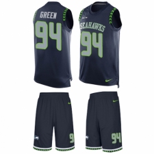 Men's Nike Seattle Seahawks #94 Rasheem Green Limited Steel Blue Tank Top Suit NFL Jersey