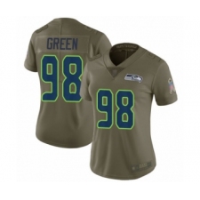 Women's Seattle Seahawks #98 Rasheem Green Limited Olive 2017 Salute to Service Football Jersey