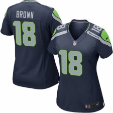 Women's Nike Seattle Seahawks #18 Jaron Brown Game Navy Blue Team Color NFL Jersey