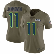 Women's Nike Seattle Seahawks #11 Sebastian Janikowski Limited Olive 2017 Salute to Service NFL Jersey