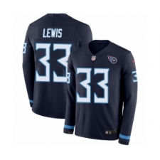 Men's Nike Tennessee Titans #33 Dion Lewis Limited Navy Blue Therma Long Sleeve NFL Jersey